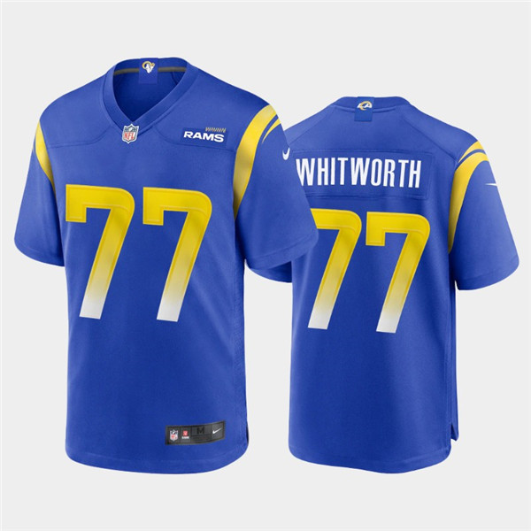 Men's Los Angeles Rams #77 Andrew Whitworth 2020 Royal Stitched Jersey